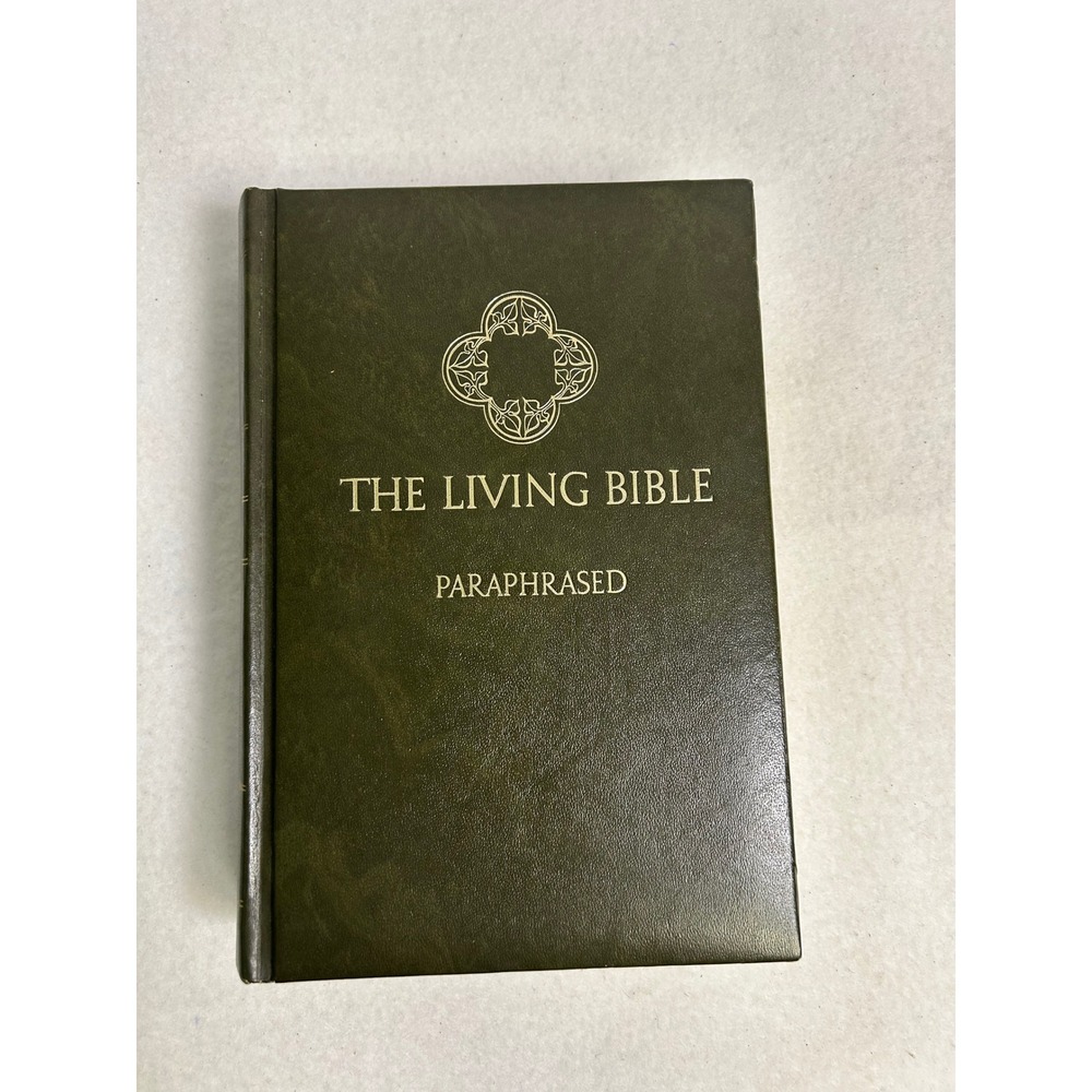 Vintage 1973 Tyndale The Living Bible Paraphrased Green Gold Gilt Hardcover